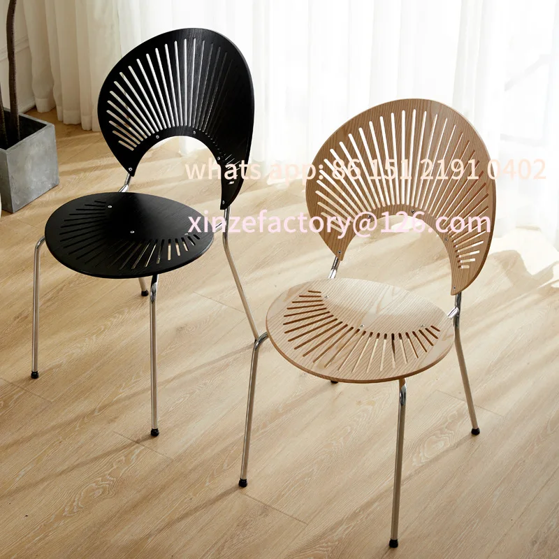 

Customizable Solid Wood Home Coffee Chair Backrest Retro Dining Table and Chair Simple Negotiation Casual Shell Chair