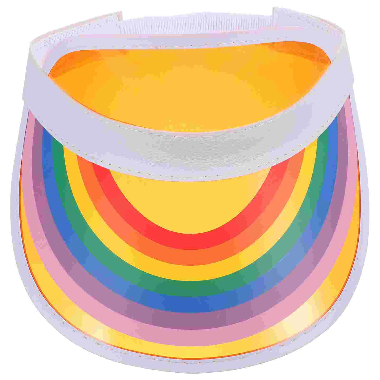 

Pvc Rainbow Top Hat Summer Visor Sun for Women Retro Visors Wide Brim Plastic Hats