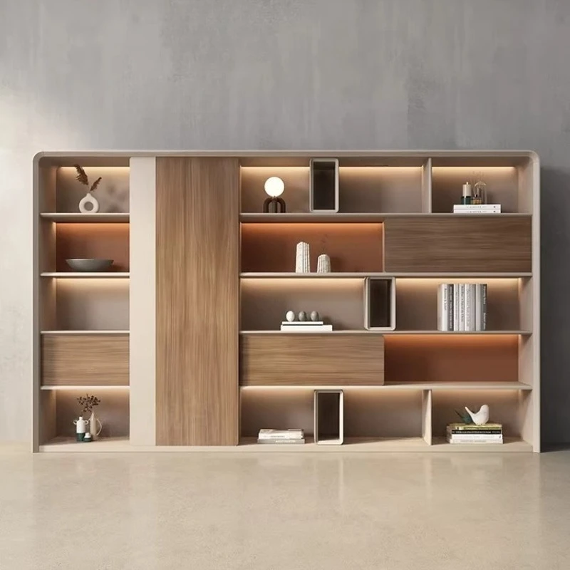 

Элегантный деревянный шкаф-витрина для документов, напольный шкаф с подсветкой для офиса | -f- | шкафы и стеллажи