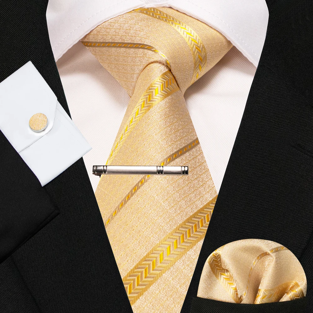 8cm Seidenkrawatten für Herren, grün-schwarze Krawatten, kariert, gestreift, Krawatten-Set mit Einstecktuch, Manschettenknöpfen und Krawattenklammern, für Hochzeit, Business, Party. – Detail 23
