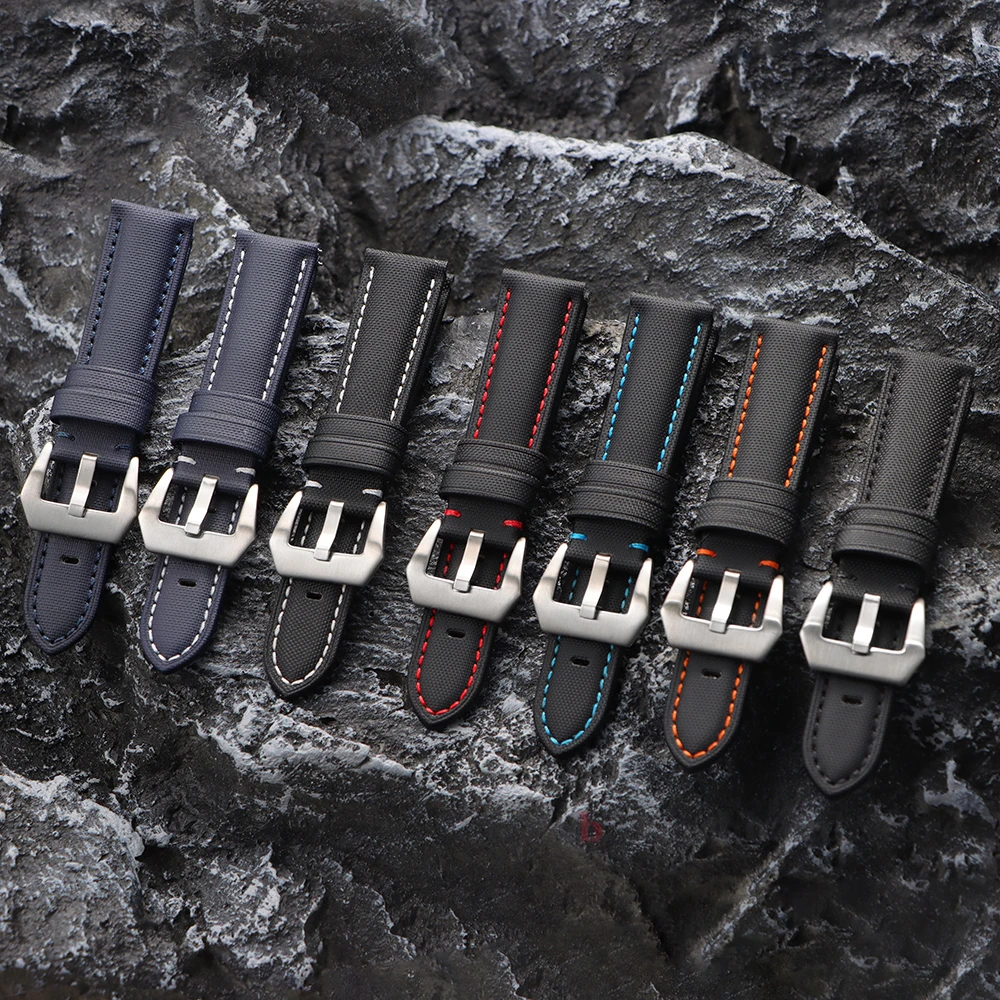 Cinturino in pelle di nylon 20mm 22mm 24mm 26mm per Citizen per Seiko uomo donna cinturino in tessuto di tela per Huawei Watch Gt4/3/2