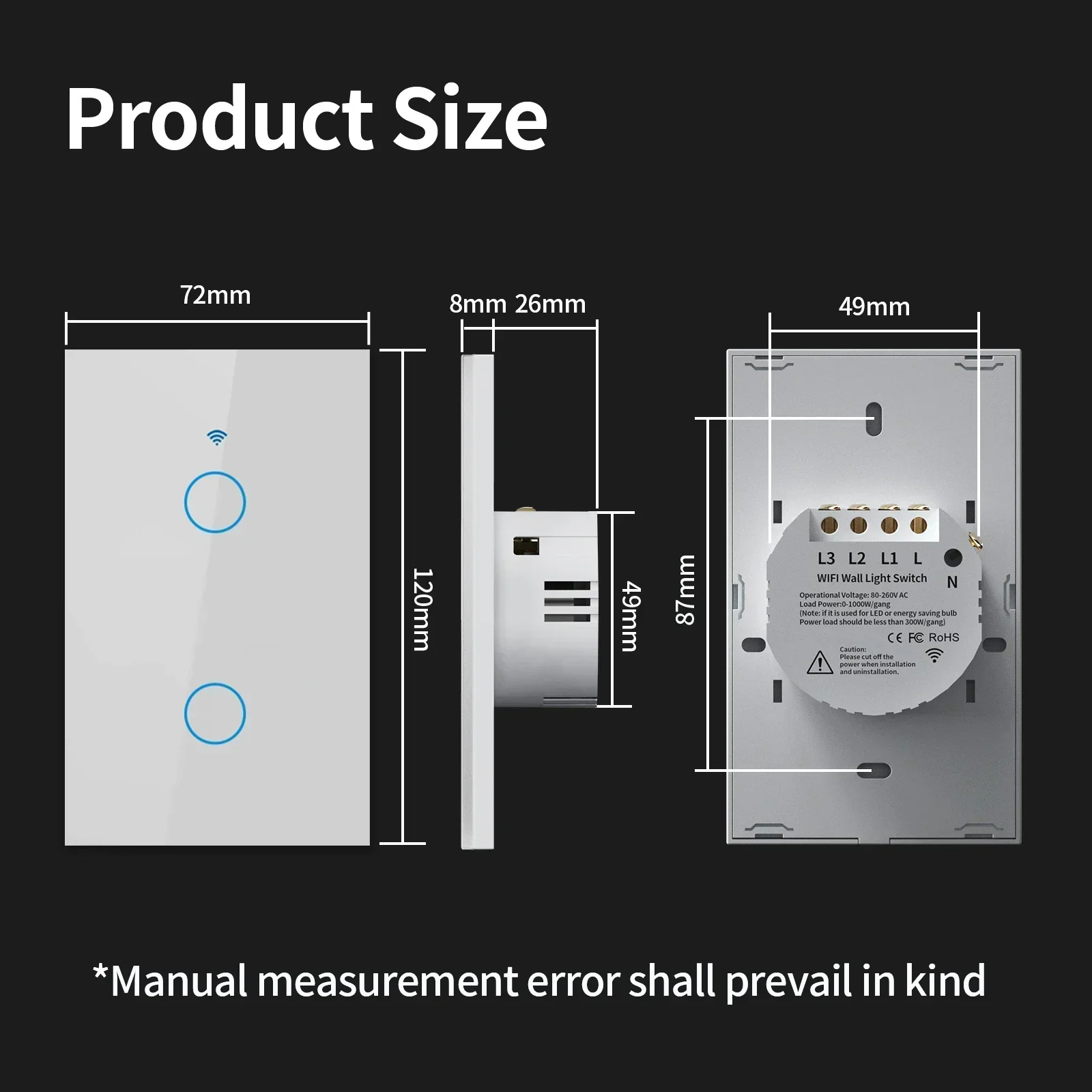 TNCE Tuya WiFi/Zigbee Smart Wall Switch 1/2/3/4 Gang Wall Touch Sensor Switch APP Control Works With Alexa Google Home