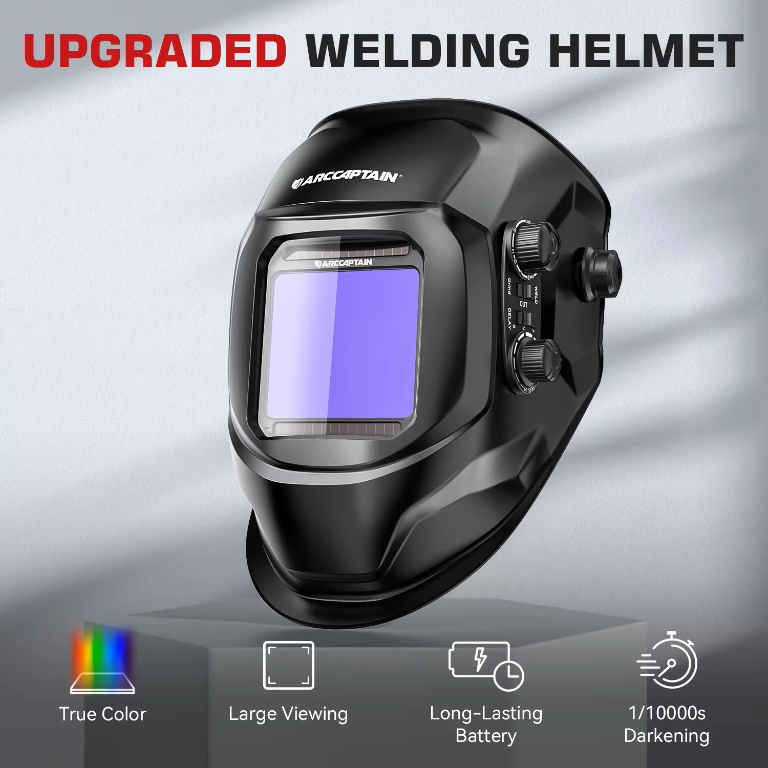 ARCCAPTAIN Welding Mask MIG MAG TIG Welding Helmet Face Cap Solar Cell Powered Auto Darkening Welding Helmet Welding Mask