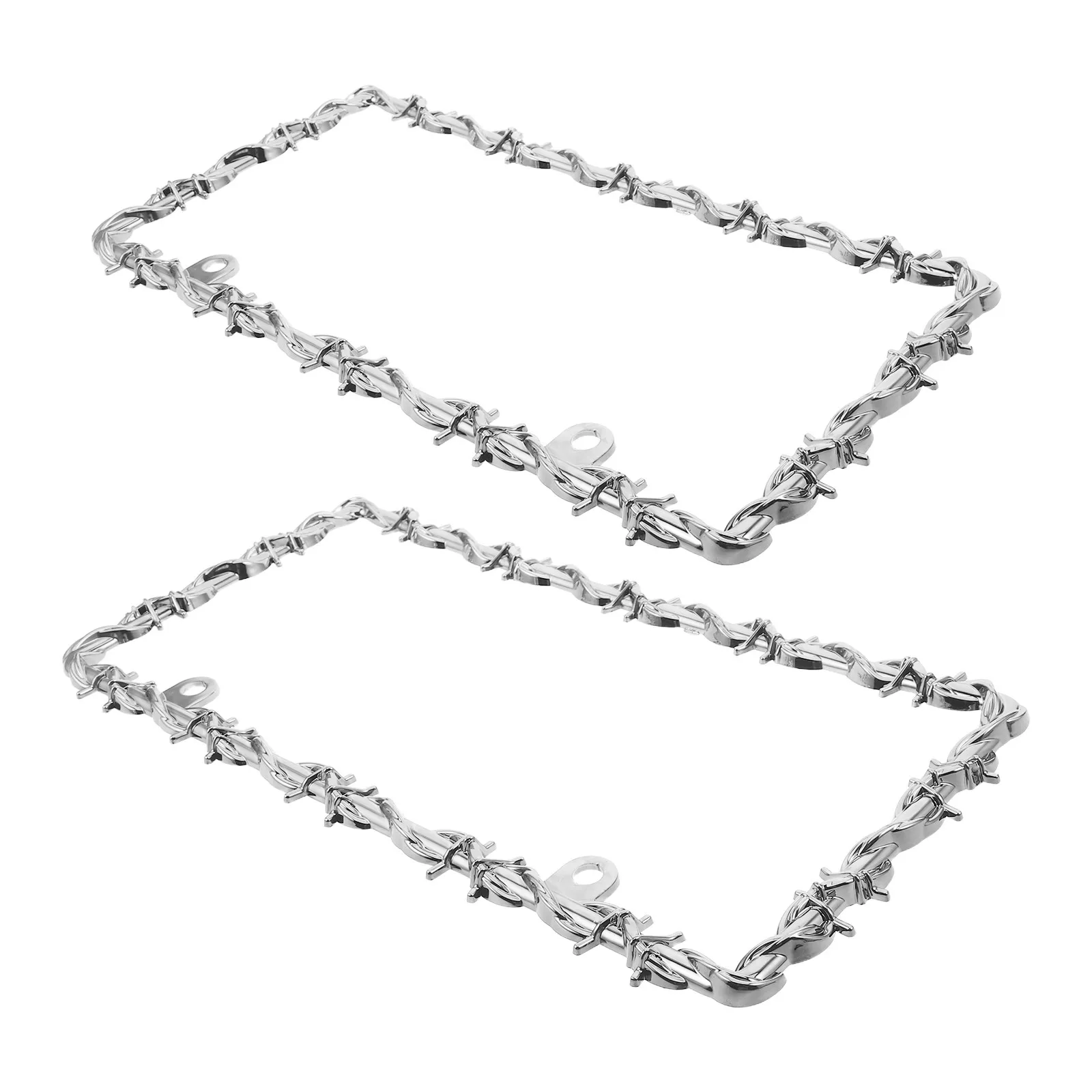 2Pcs Usa License Plate Decoration Country Style Frame Plastic Barbed Wire Thorn Floral Pattern License Frame Outdoor Vehicle