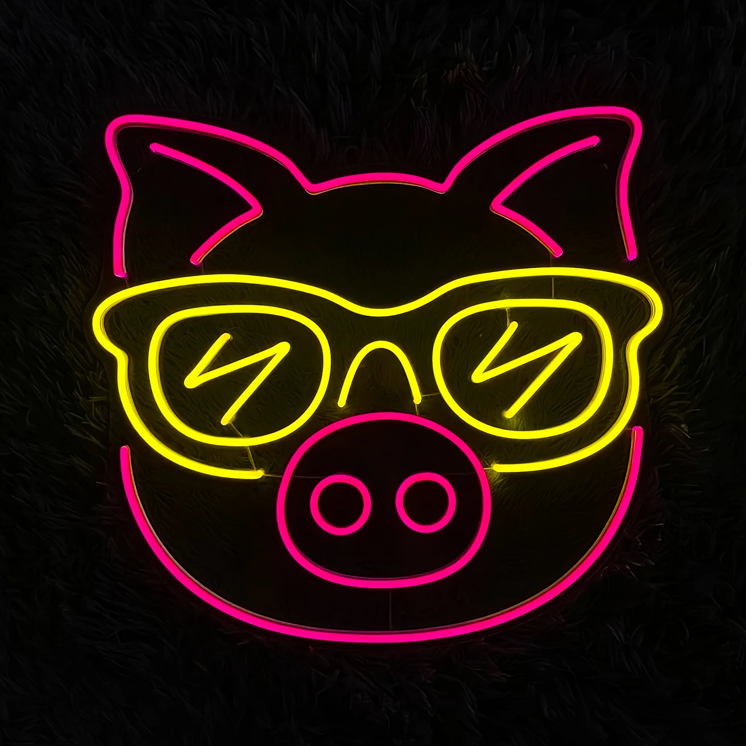 Cool Pig Neon LED Sign, Animal Wall Night Glow Lighting, Custom Bedroom Decor, Cave Personality Lights, Presente de aniversário, Homens e mulheres