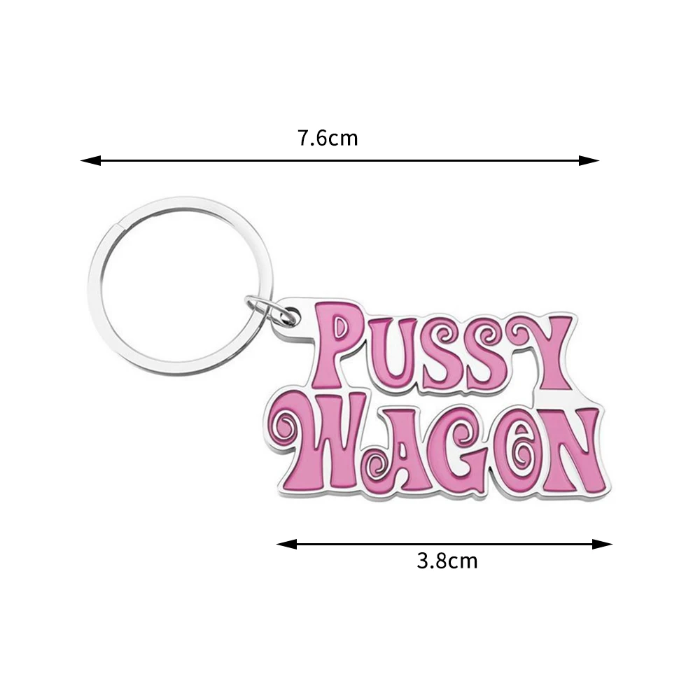 Metal Pink Letter Keychain Pussy Wagon Keychain Movie Kill Bill Key Chain For Women Men Car Handbag Keyring Jewelry Accessories