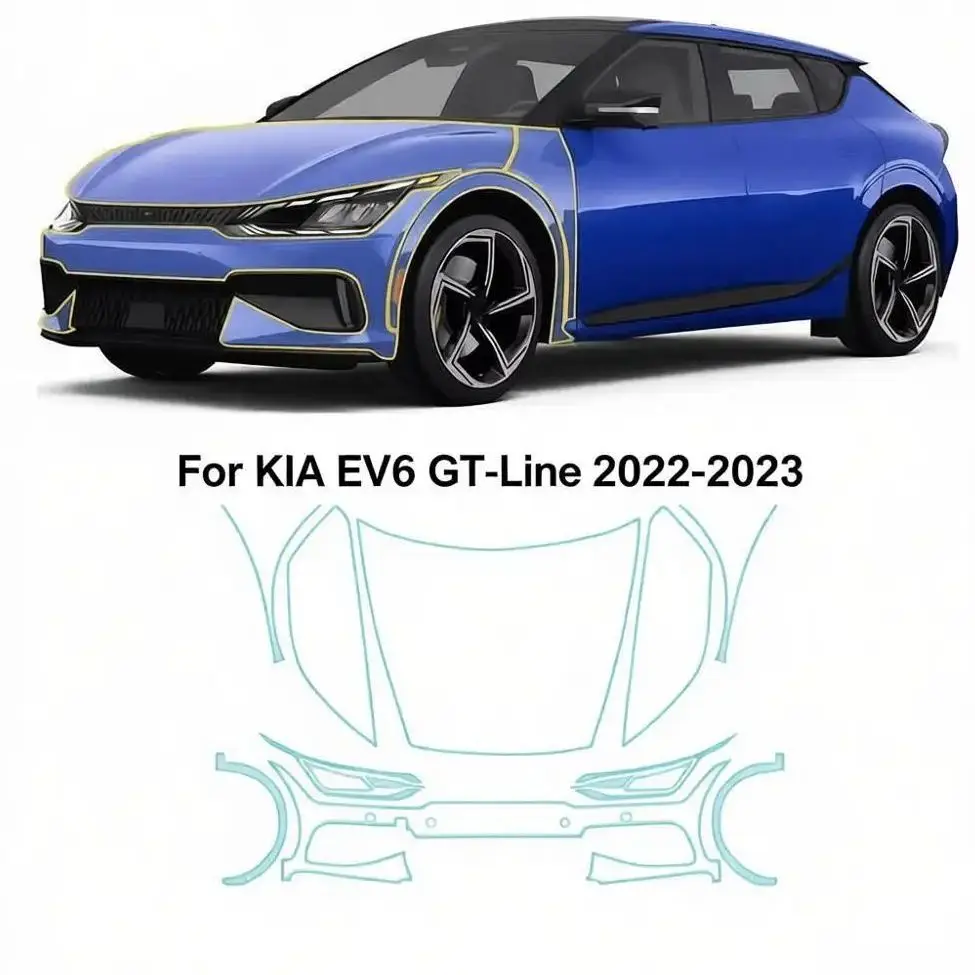 

For KIA EV6 GT-Line 2022-2023 TPU Bumper Pre-cut PPF Matte Clear Paint Protective Film Custom Anti Scratch Self Healing Shield