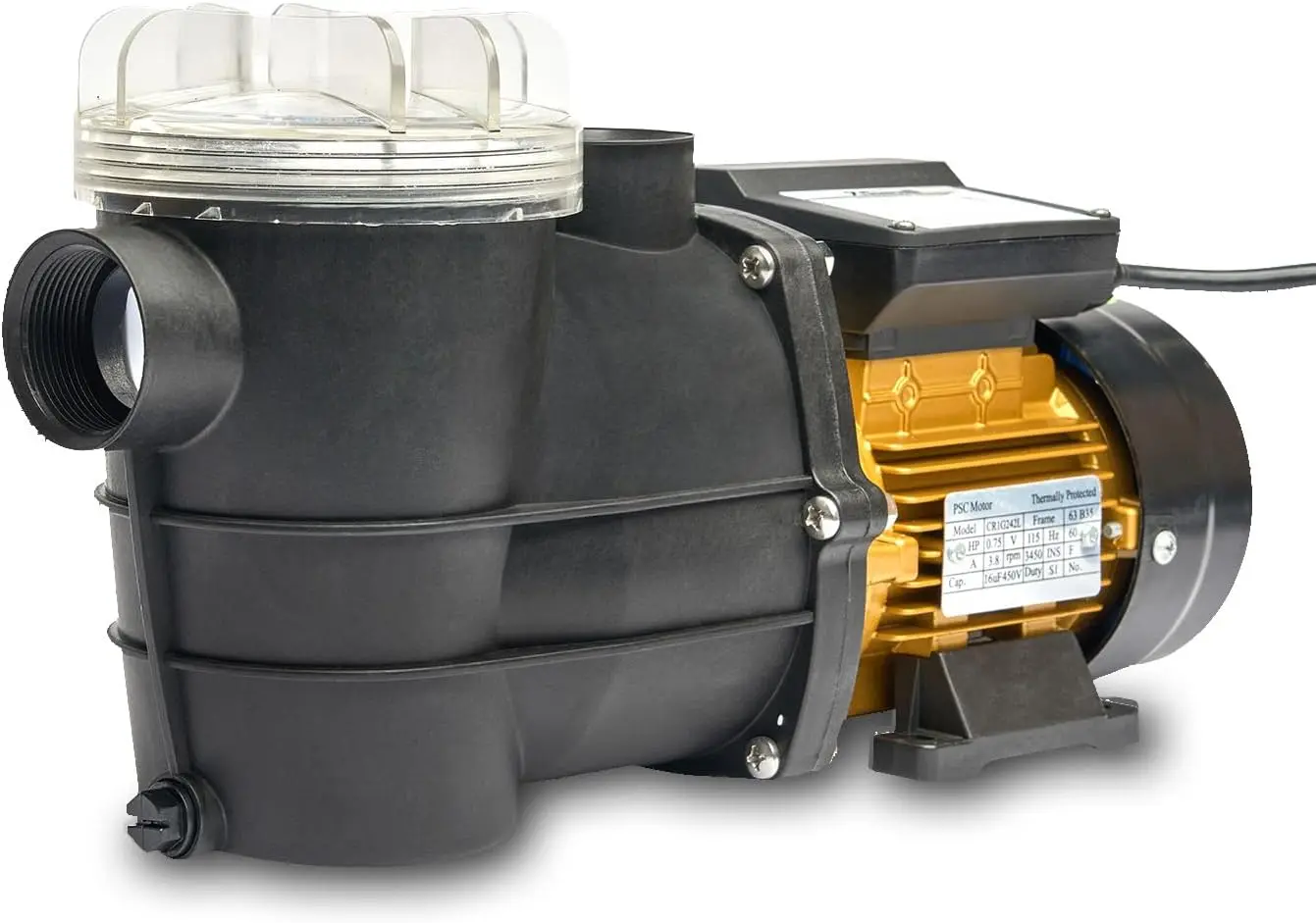 

3/4HP 2,400GPH High Flow Pond DIY Self Priming for Above Ground Swimming Pool Pump Strainer Basket 1.5' NPT Inlet/Outlet