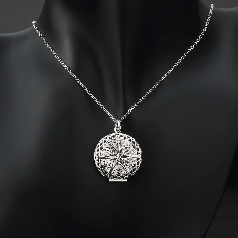 Special Offer 925 Sterling Silver Fine Round Photo Frame Pendant Necklace For Women Christmas Gift Fashion Wedding Party Jewelry