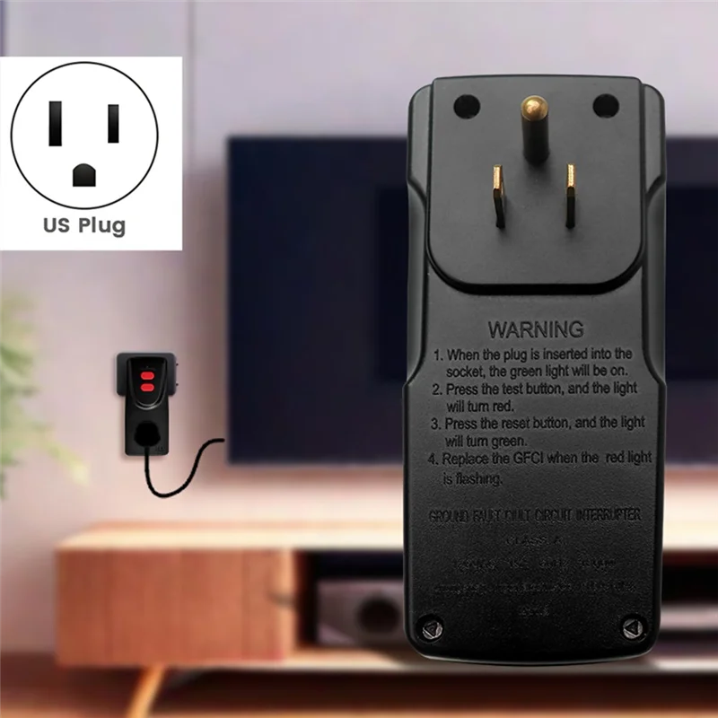AAAN-GFCI Outlet Adapter Ground Fault Circuit Interrupter For Pressure Washer, Hot Tub, Air Conditioner US Plug