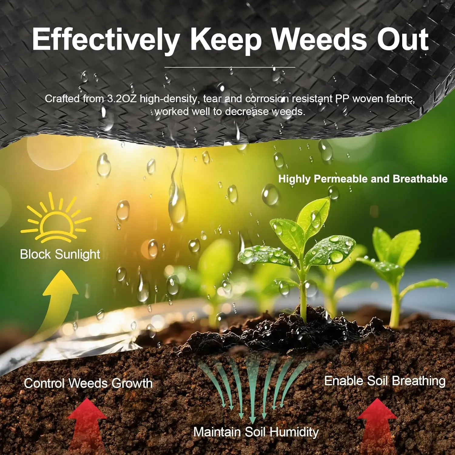 Weed Barrier Landscape    4FT x 100FT - 3.2oz Heavy Duty Weed Control Mat, High Permeability Woven Geotextile    for Dri