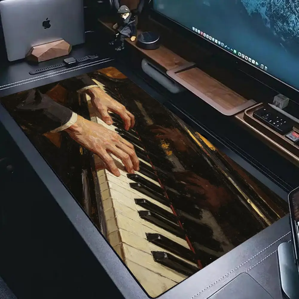 Vintage Piano Hands Oil Painting Mouse Pad Non-Slip Mat Xxl Large Gamer Keyboard Deskmat Computer Mousepad Music Art Decor