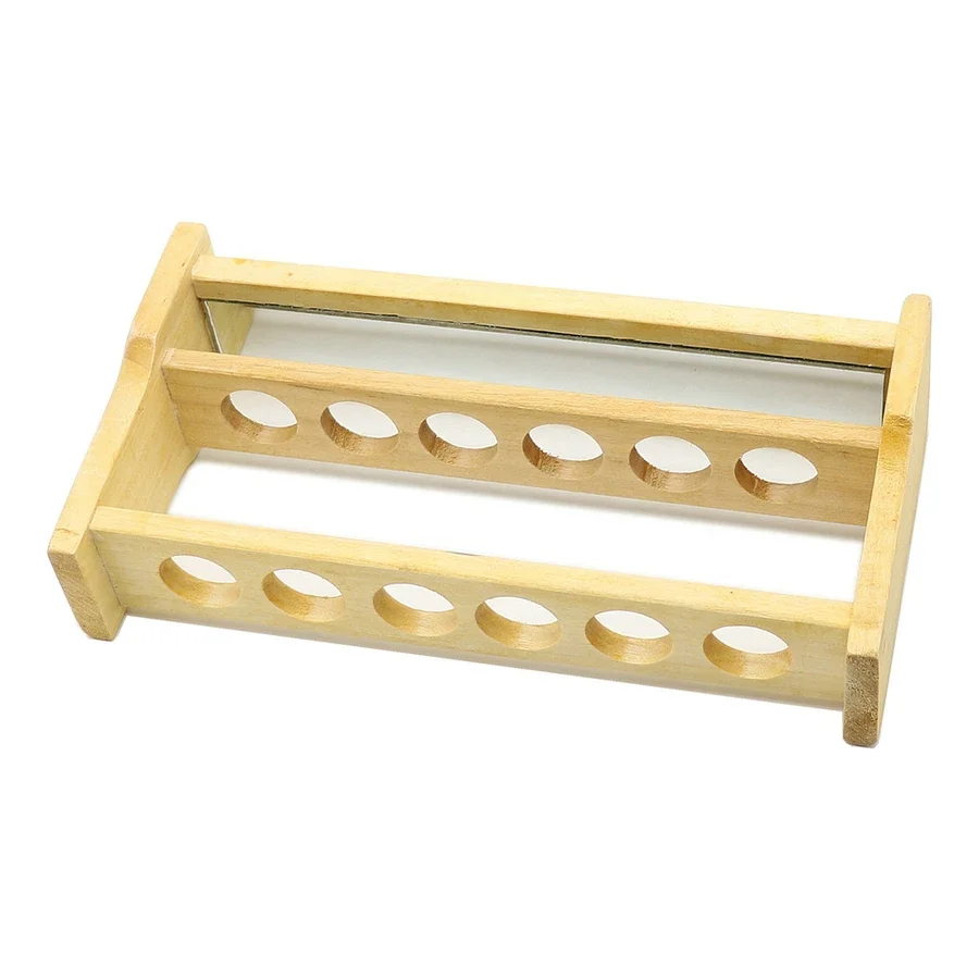 1Piece Wooden Colorimetric Tube Rack With 6 Holes Laboratory Tool Holder For 50ML Colorimetric Tube