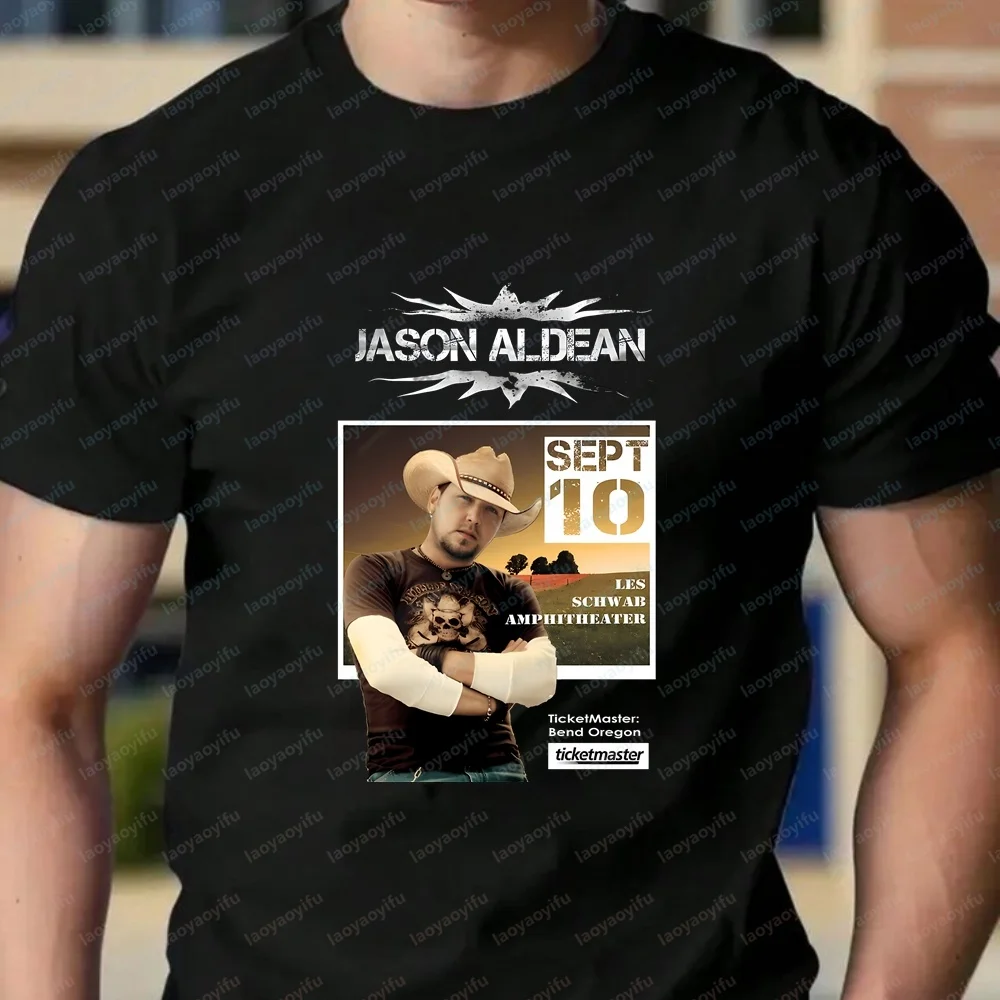 Jason Aldean 2026 Tour Wear - Printed T-Shirt Trendy Short-Sleeved Shirt for Both Men and Women Comfortable T-Shirt