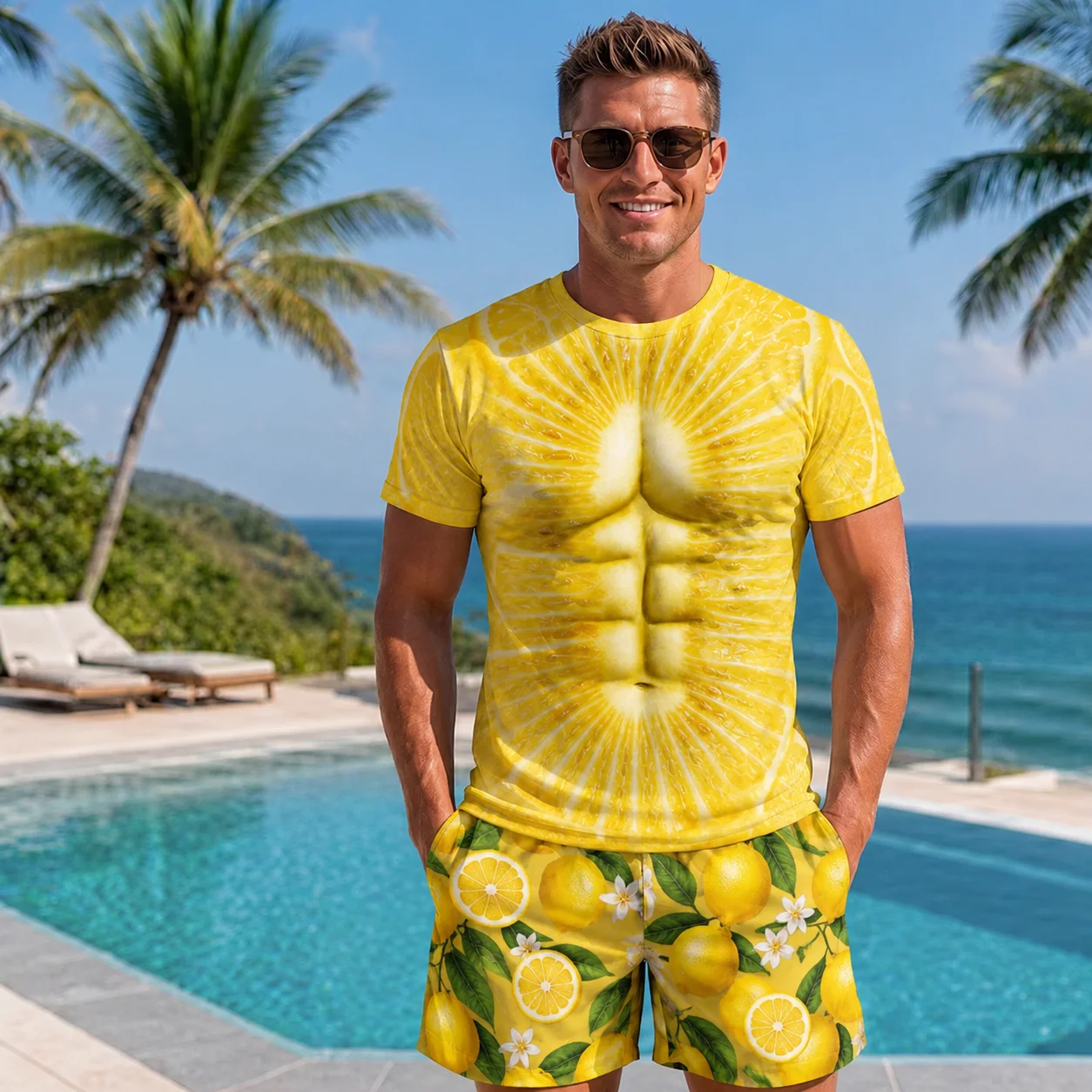 Mens Funny Kiwi Cucumber Muscle 3D Print T Shirt Fruit Vegetable Graphic Tee Quick Dry Summer Beach Casual Streetwear Top