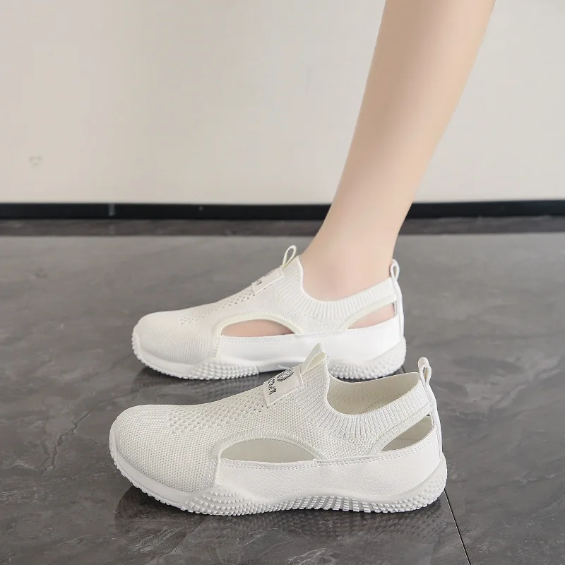 

2026 New Arrival Women's Korean White Sneakers Hollow Out Flying Woven Casual Walking Shoes Comfortable for Students