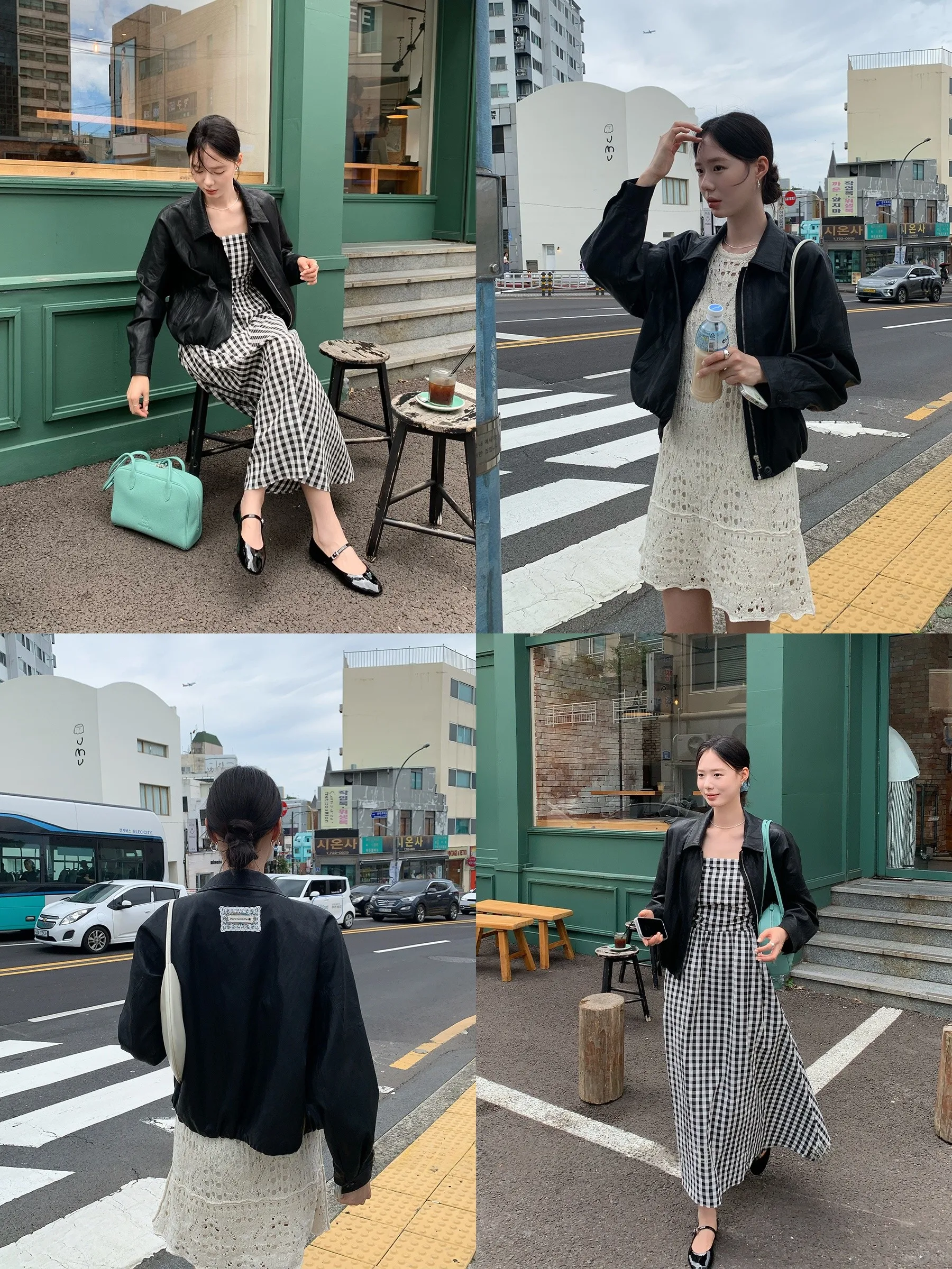 

ort Casual Leather Jaet DH OFFICIAL Big Flower Bando Port Coat Korean Sle Autumn Faion Women's Zipper Loose Fit