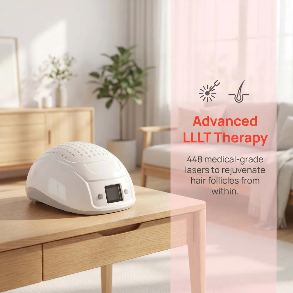 

Cordless 448 Diodes Laser Hair Growth Cap Portable LLLT Scalp Massager Rechargeable Hair Regrowth Device for Home Travel