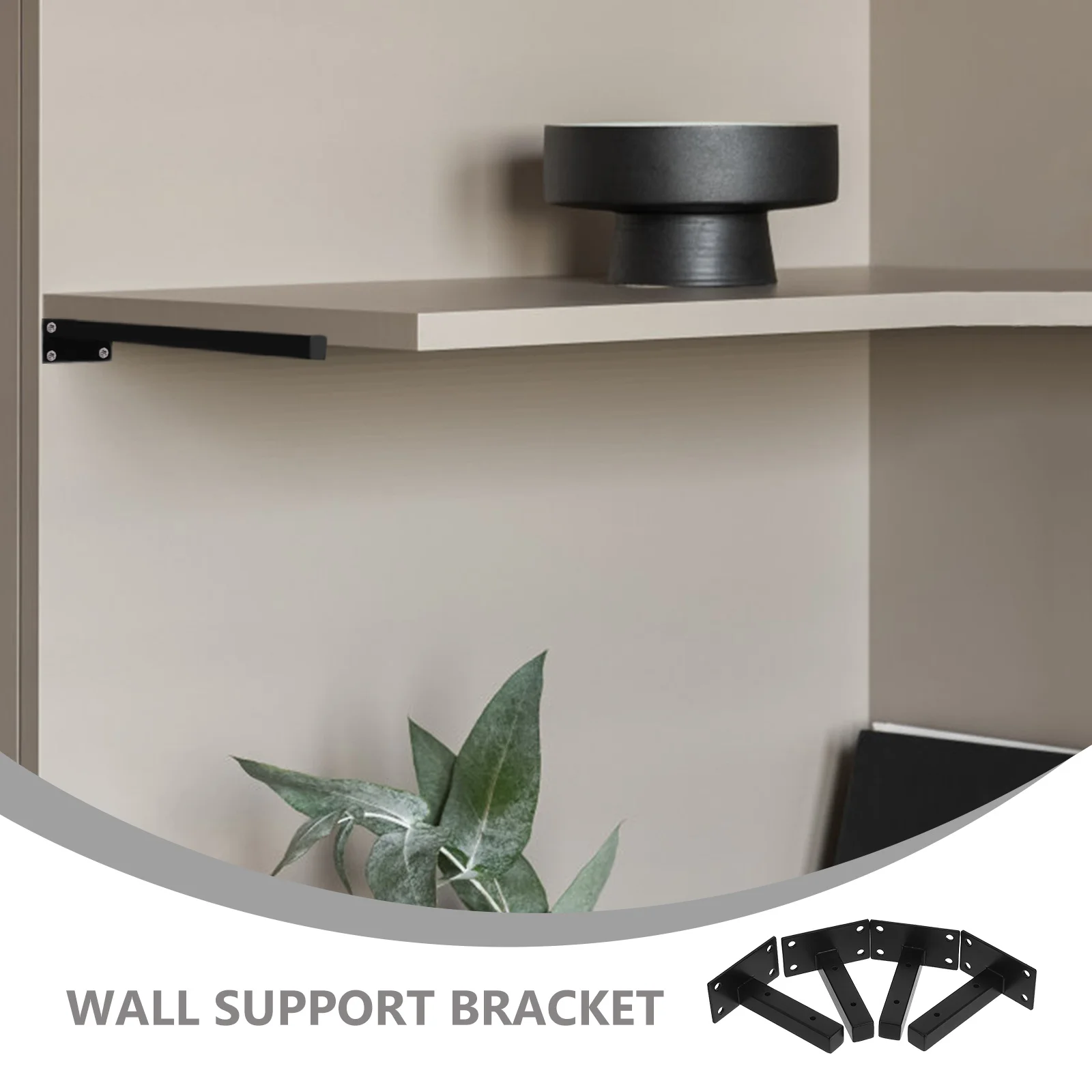 

4Pcs Heavy Duty Wall Shelf Brackets Black Steel Floating Supports Industrial Shelf Brackets Garage Kitchen Rack Hardware