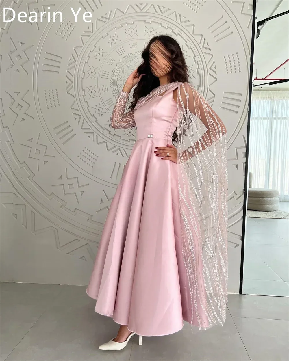 Customized Prom Gown Dearin Scoop Neckline A-line Ankle Length Skirts Draped Bespoke Occasion Dresses Evening Saudi Arabia Forma