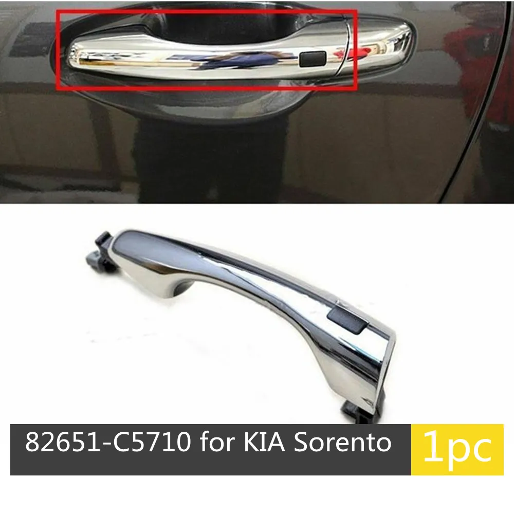 Poignée de porte extérieure chromée avant avec bouton, poignée de porte extérieure, véritable LH RH, adaptée pour Kia Sorento 2015-2018,