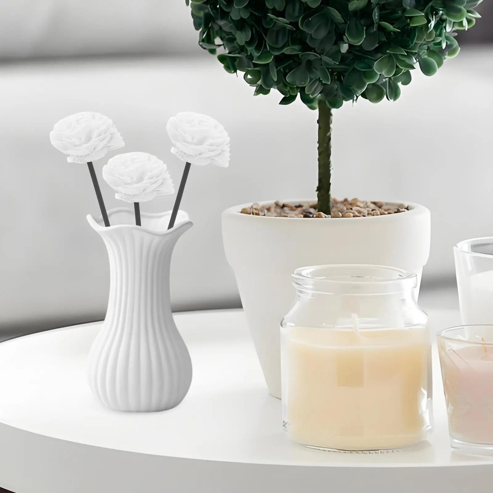 6Pcs Fiber Aromatherapy Diffuser Sticks 7.5 Inch Natural Dried Flower Design Home Fragrance Diffuser Reeds Set Essential Oil
