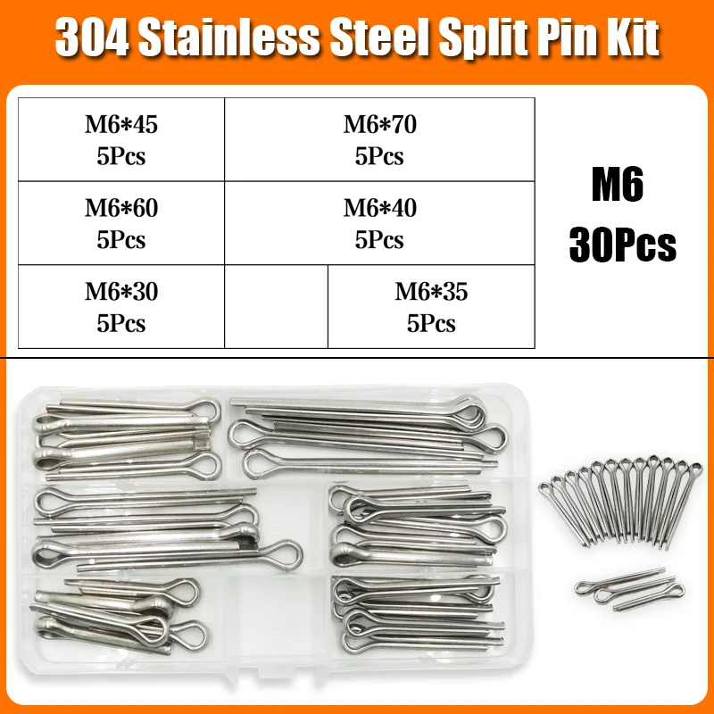304 Edelstahl Splint für Kfz-Mechaniker Kraft geräte Auto m2, 5 m2 m3, 5 m3 m4 m5 m6 Haarnadel U-Pin Split Pins Kit – Detail 5