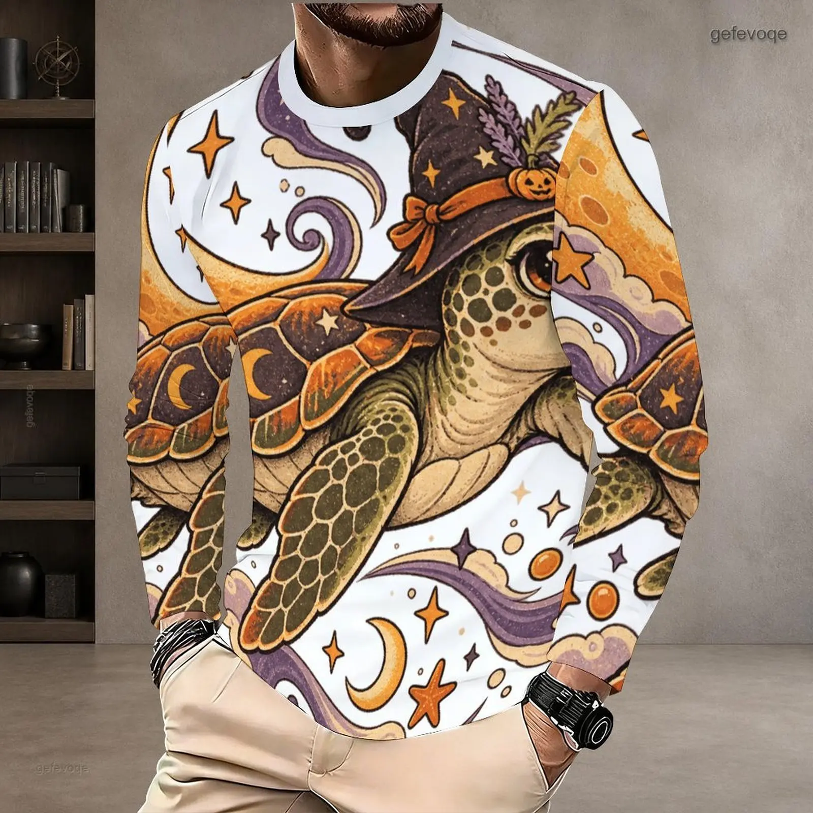 Men Round Neck Long Sleeve T Shirt Casual Tops Fashion Loose Pullover Daily Wear Shirts