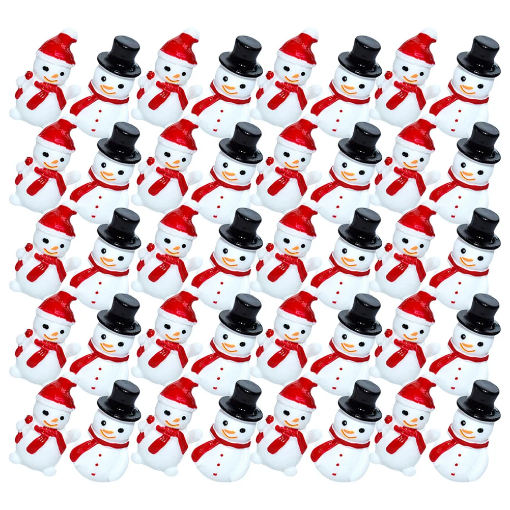 

SOESFOUFU 40pcs Mini Snowman Figurines for Christmas Crafts Party Supplies Resin Xmas Ornaments Tiny Adorable Statue Decor