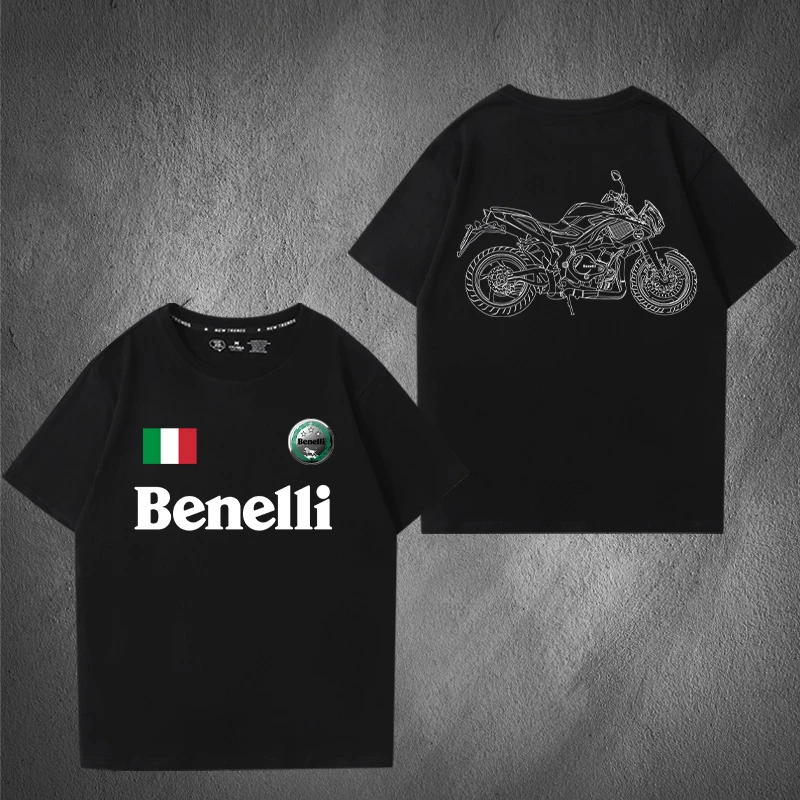 Fashion brand latest trend Y2K Will benelli Motorcycle enthusiast short sleeve T-shirt men's and women's cotton top clothes