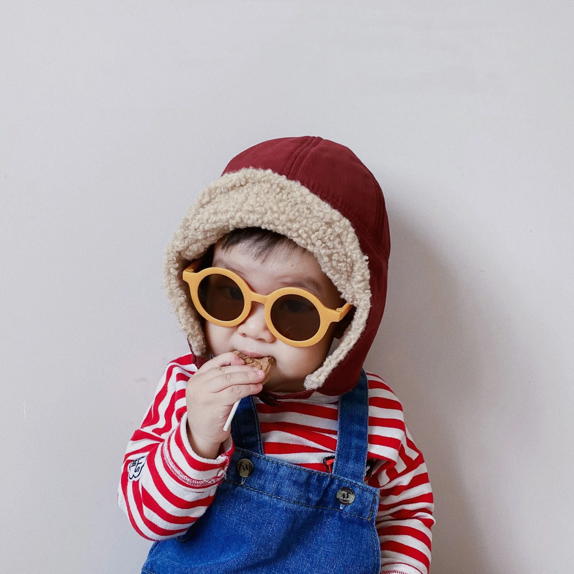 New Children Lei Feng Hat Winter Korean Version Kids Solid Color Ear Protection Hats Thickened Cold Toddler Baby Windproof Cap