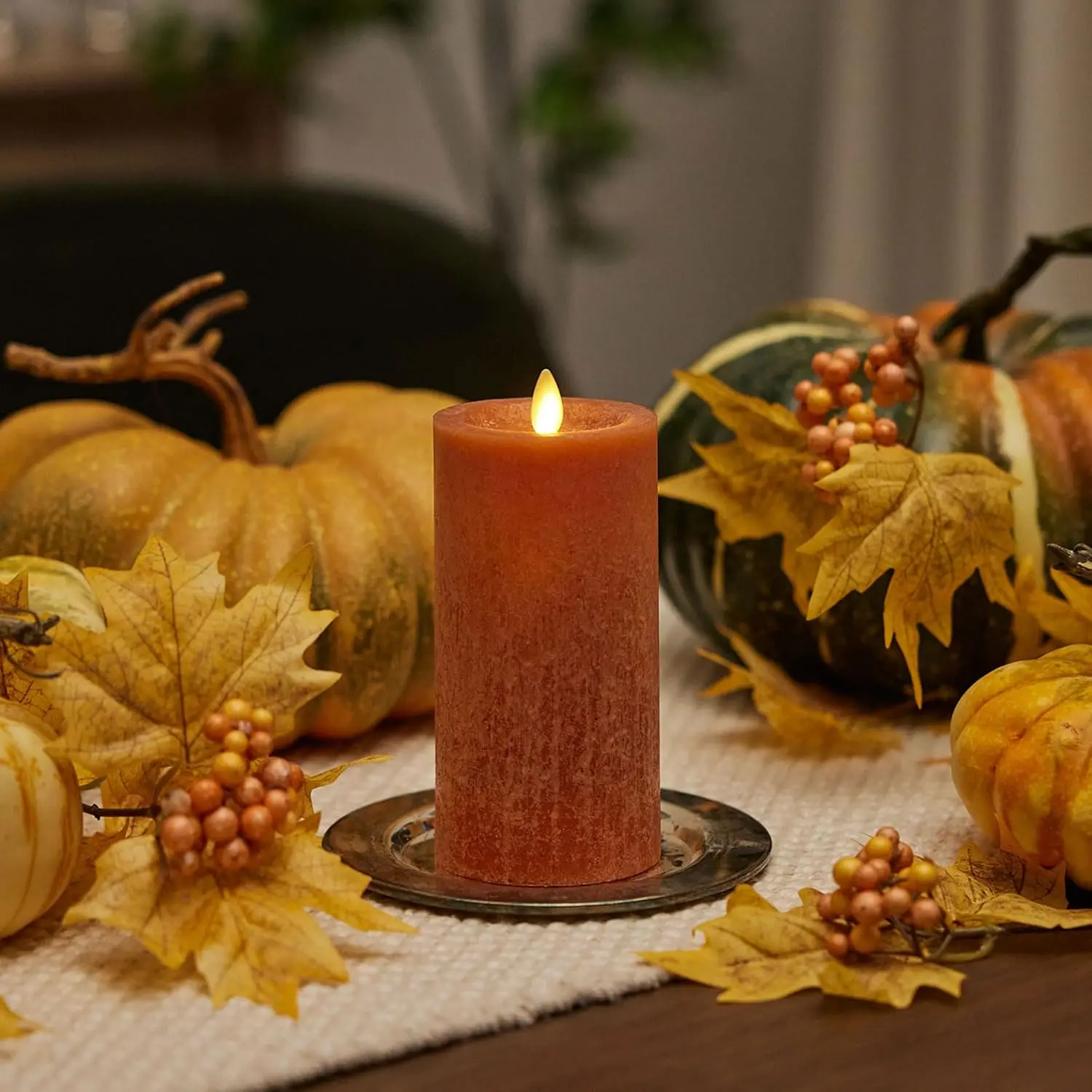 Pilar de vela LED sem chama com temporizador, textura de cera real, operado por bateria para decoração segura de casa