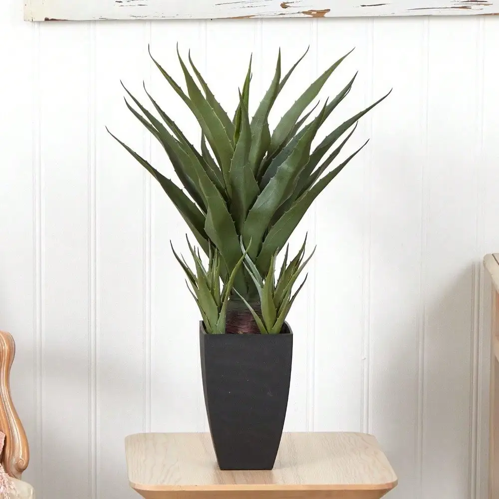 

30” Agave Succulent Artificial Plant w/58 Lvs in Black Planter