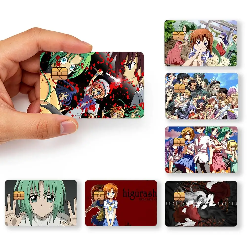 Anime H-Higurashi When They Cry Creative Bank Card Sticker Covers Chip Cards Credit Card Skins Scratch Protection