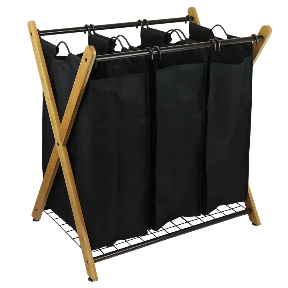 Design Group X-Frame Bamboo 3-Bag Laundry Sorter