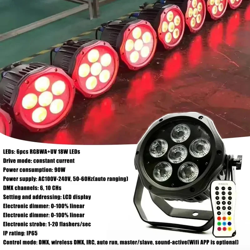 

AOPU 6*18W RGBWA+UV 6in1 LED Par Light Uplight Battery Wireless Stage Lighting IP65 for Concert Club Wedding