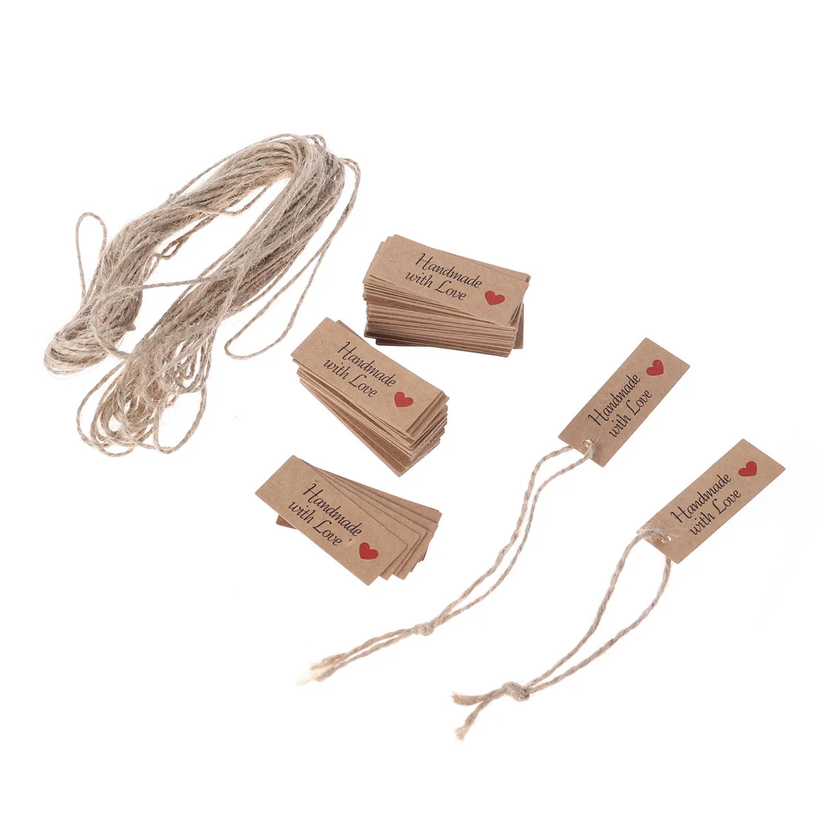 100 قطعة من علامات الكرافت مع أوتار ملصقات ورقية بنية شديدة التحمل لعلامات الهدايا وسعر الملابس والخبز والتغليف وحفلات القصاصات #3