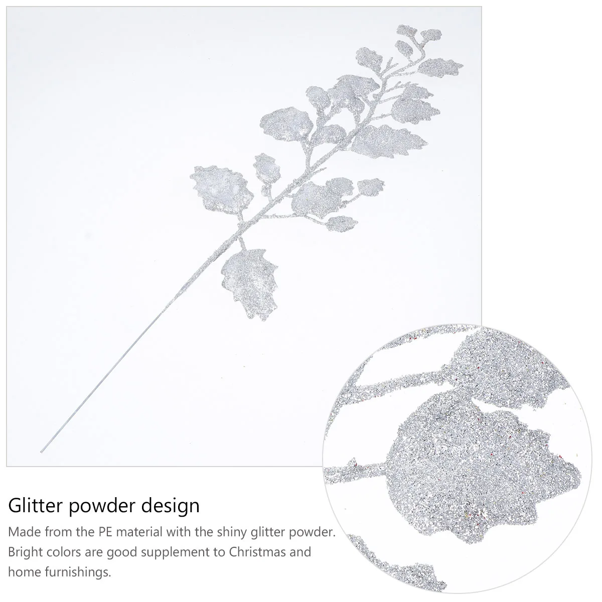 

10pcs Christmas Glitter Leaves Artificial Pe Pine Needles Shiny Faux Berries Decor For Xmas Tree Home Wedding Party Crafting