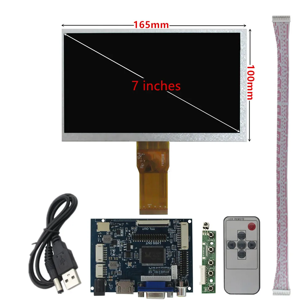 7 Inch 1024*600 LCD Screen Display HDMI-Compatible VGA AV Driver Control Board Digitizer Touchscreen For Raspberry Pi PC Monitor