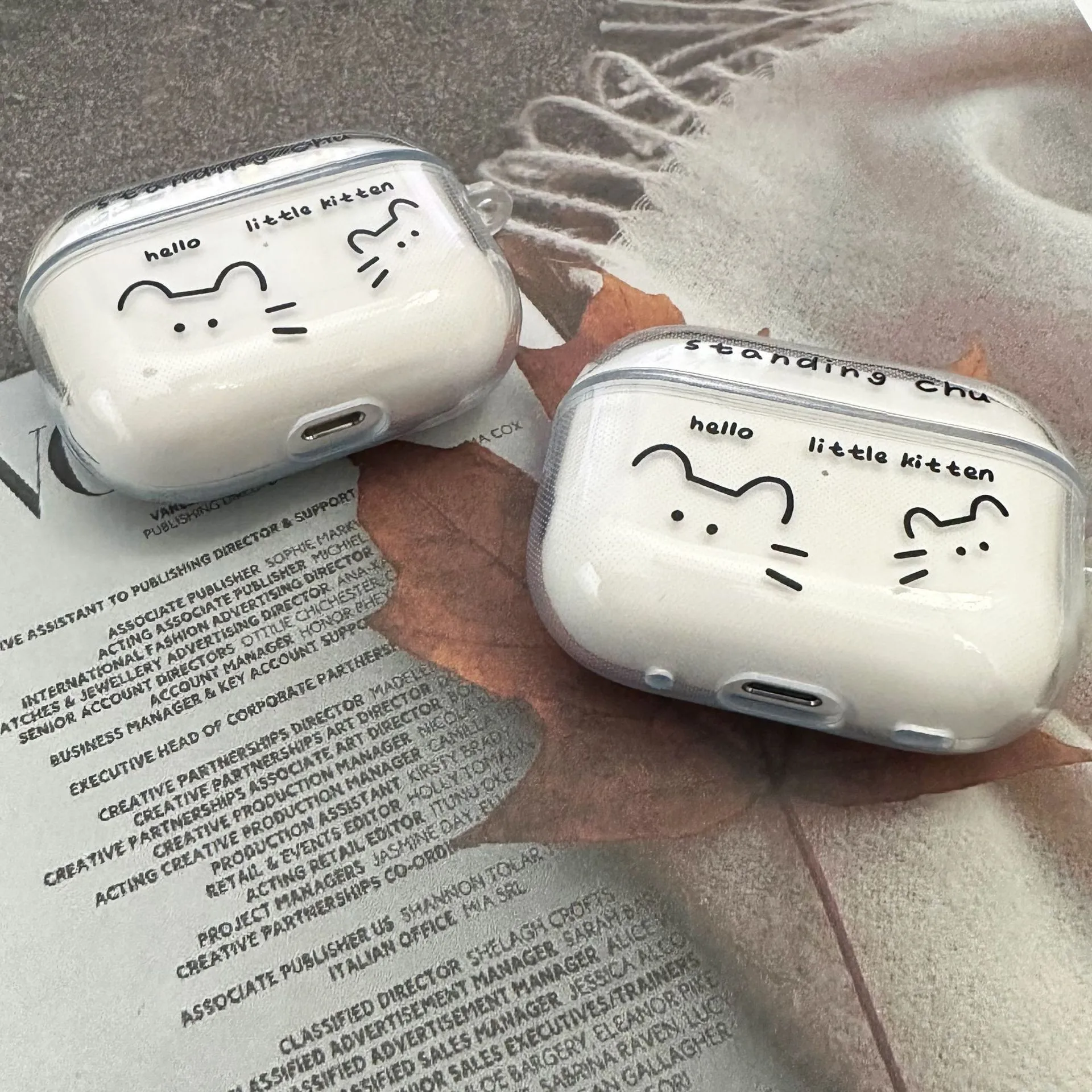 Capa de fone de ouvido de gato de linhas fofas para airpods 1 2 3 4 para airpods pro 2 capa protetora transparente fone de ouvido bluetooth com chaveiro