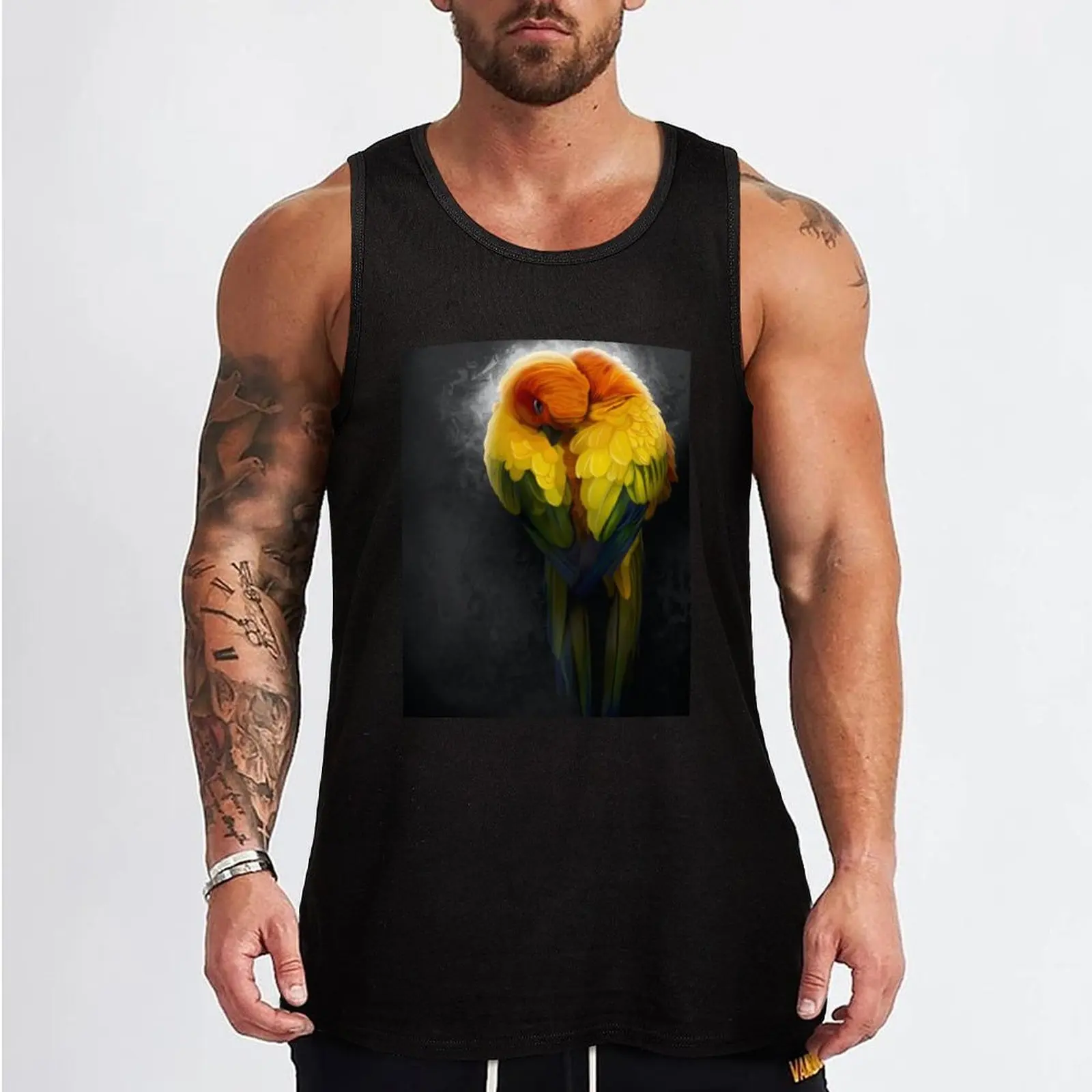 Colorful Birds Sun Parrots Tank Top Vests Vest t shirt gym gym accessories men