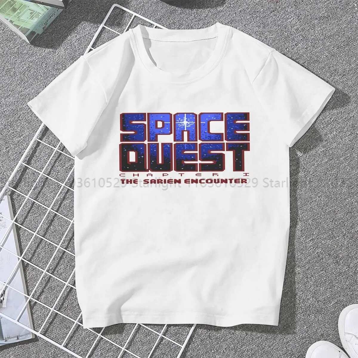 Space Quest Pixel Style DOS Game Women's T Shirt Commodore C64 Ladies Tees Kawaii Polyester Tops Basic Tshirt y2k Fashion