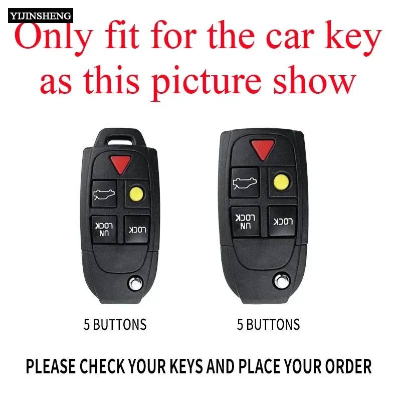 Zinc Alloy + Leather Car Key Case Cover Holder For VOLVO S60 S80 V70 XC70 XC90 Remote Protection Holder