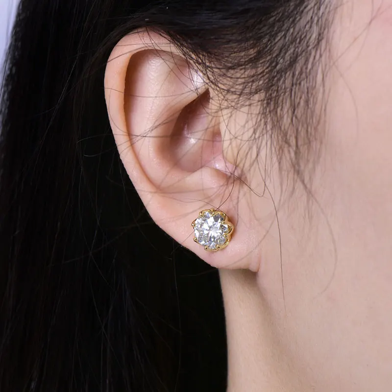 Rrjzz D-Farbe VVS1 Moissanit Zertifizierte Ohrstecker für Damen und Herren 0,1-2CT Rundschliff 3-8mm Einzelstein Laborgezüchtete Diamant-Ohrringe – Detail 19