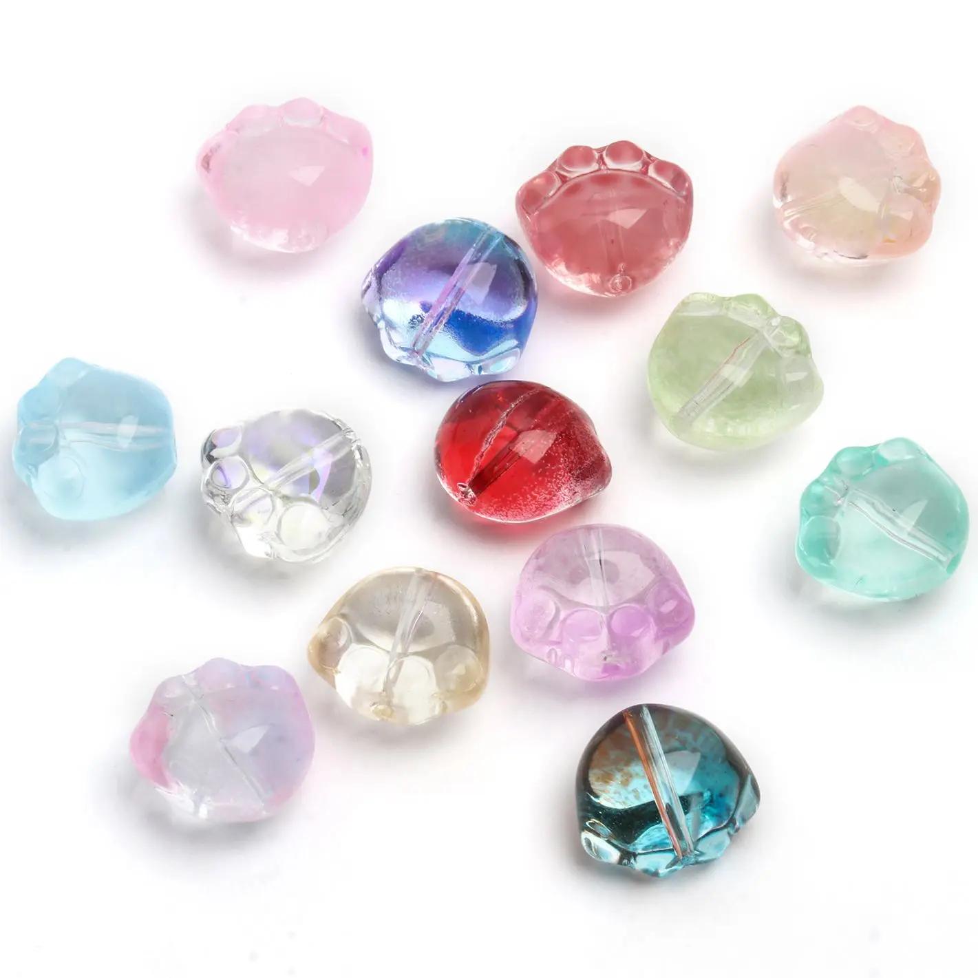 12x13mm Lampwork Beads Colorful Bear Paw Shape Glass Crystal Beads For Jewelry Making Hairpin Handmade DIY Accessories