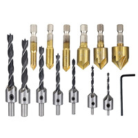 Hole Drilling Bit Set Stainless Steel Brass 1/4in Hex 3/8in Round Countersink Drill Bit Set for Woodworking Drill Bit Set
