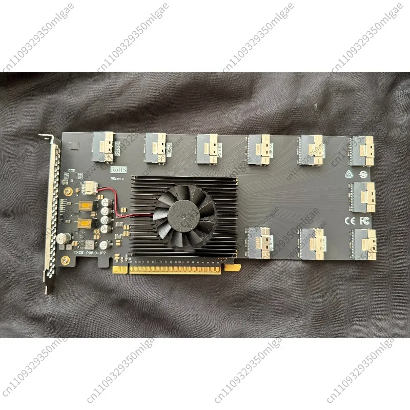For 10 Port PCIe Gen4 Expansion Adapter Card PLX88096 Onboard Chip, No Motherboard Bifurcation Required, Driver Free