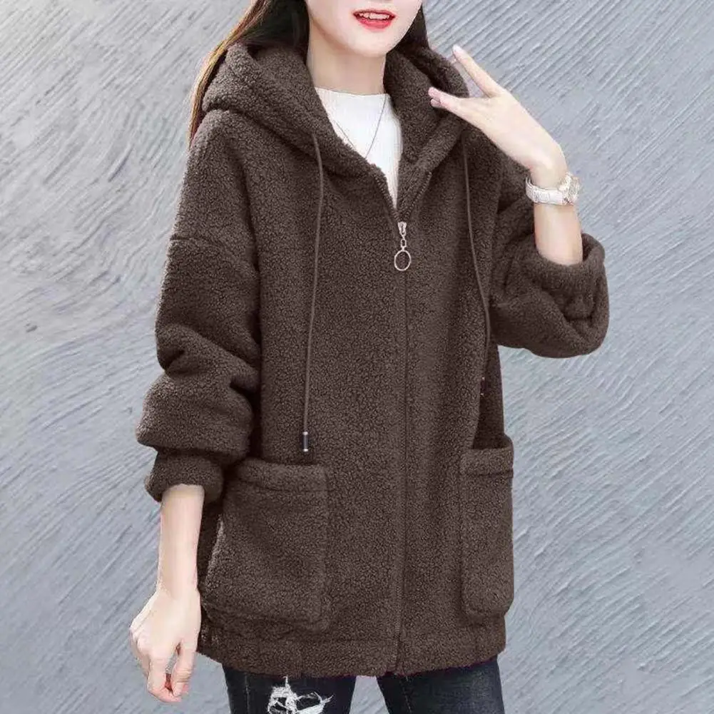 Size 4XL Winter Thickened Lamb Hooded Coat For Winter 2023 New Korean Loose Mid-Long Hooded Coat Women\'s Warm Basic Jackets Warm