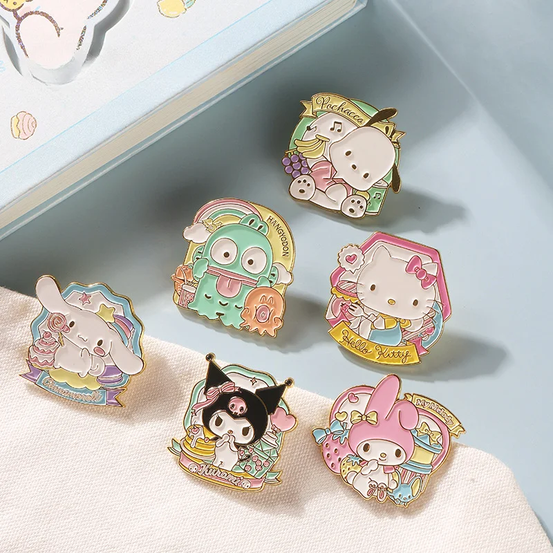 

Sanrio Cinnamoroll Kawaii, эмалированная Новинка, заколка для лацкана, украшение для рюкзака, аксессуары «сделай сам»