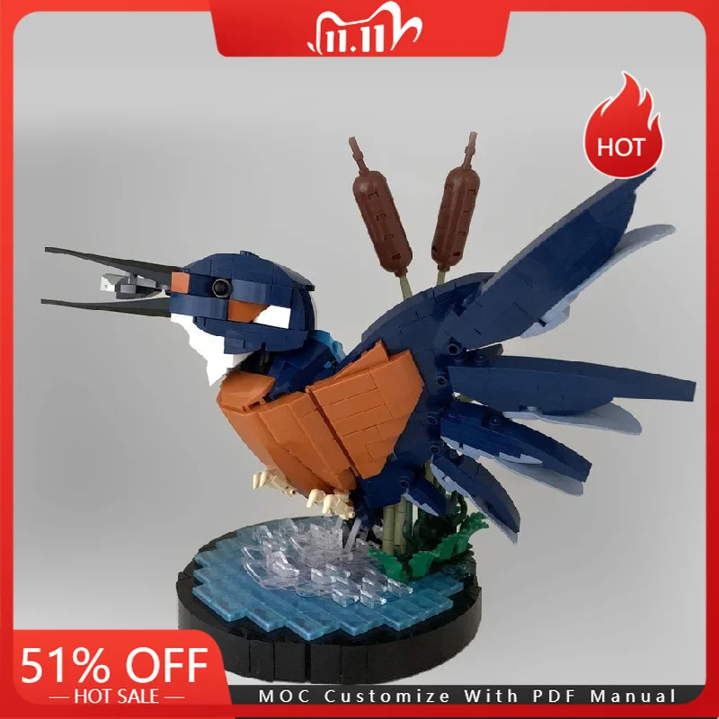 

154 Parts Animal Kingfisher MOC Custom Building Blocks Model DIY Assembly Bricks Toys For Kids Adults Christmas Decoration Gifts